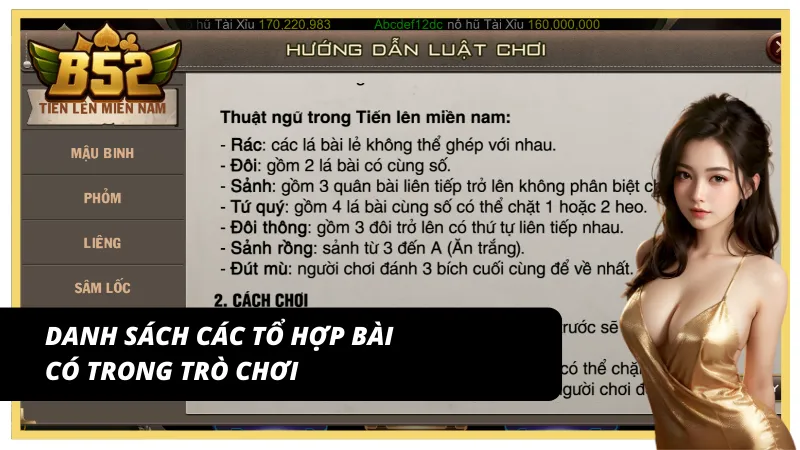Một số tổ hợp được sử dụng trong tựa game